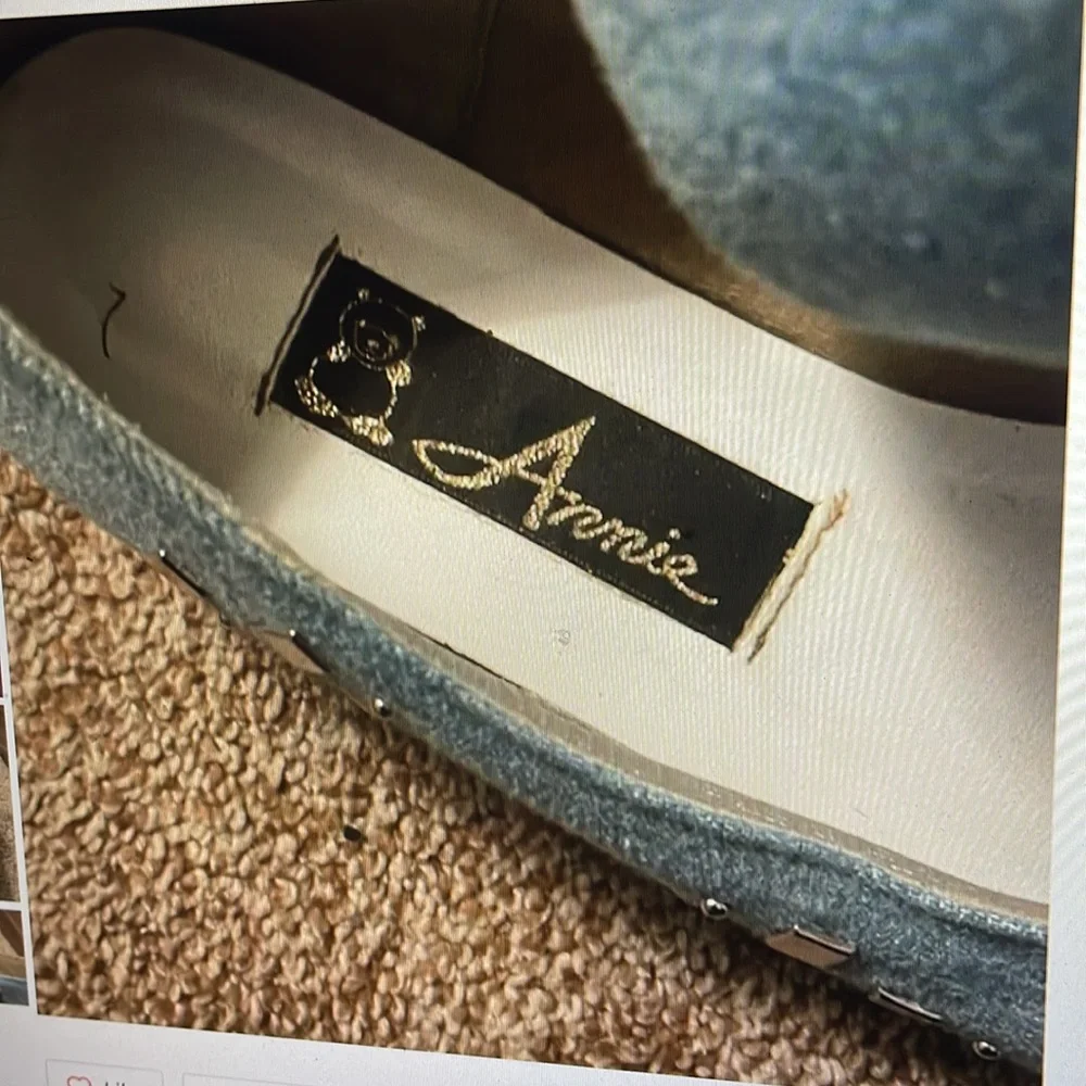VTG Annie Denim Bedazzled flat Shoes Size 7